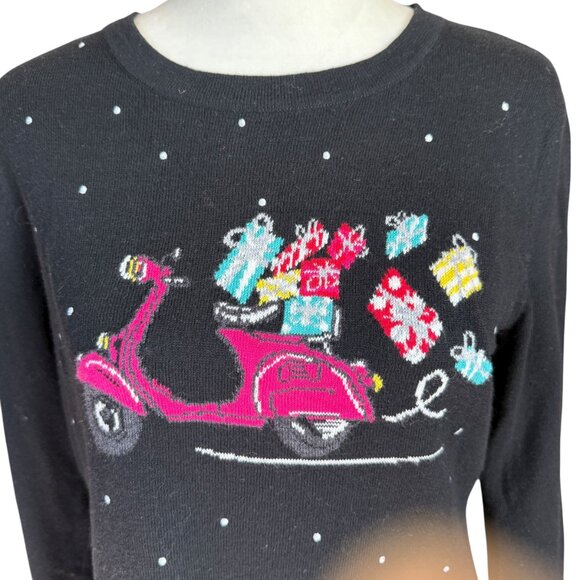 Talbots Petites black long sleeve pullover stretchy Christmas sweater size SP - Picture 5 of 8